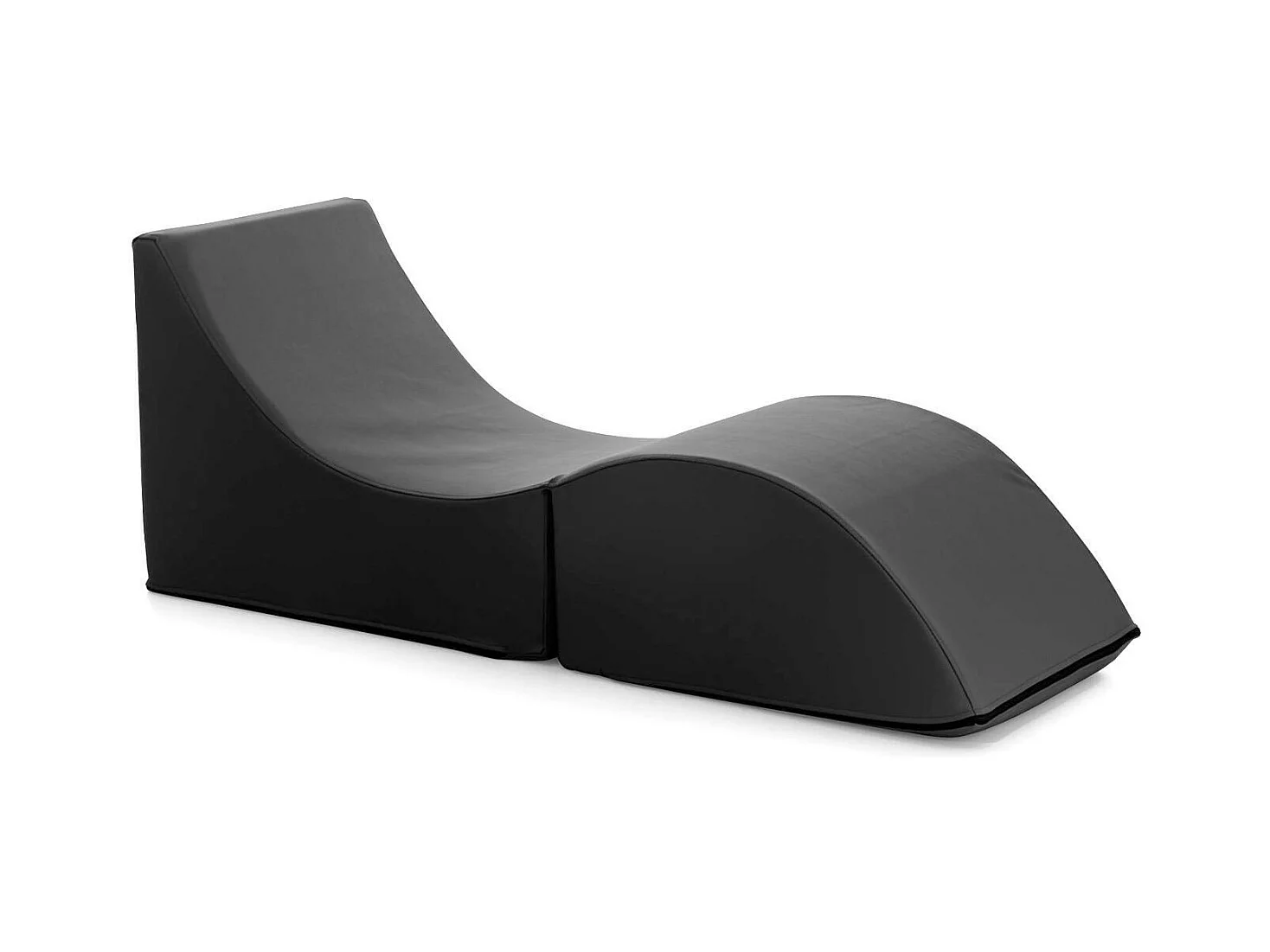Lit pliant Dabaz, Pouf transformable en lit simple, Méridienne en éco-cuir, 100% Made in Italy, 130x50h50 cm, Noir
