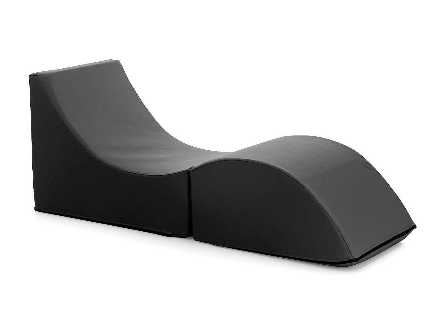 Cama dobrável Dabaz, Pufe conversível em cama de solteiro, 100% Fabricado na Itália, Pufe conversível em chaise longue em couro ecológico, 130x50h50 cm, Preto