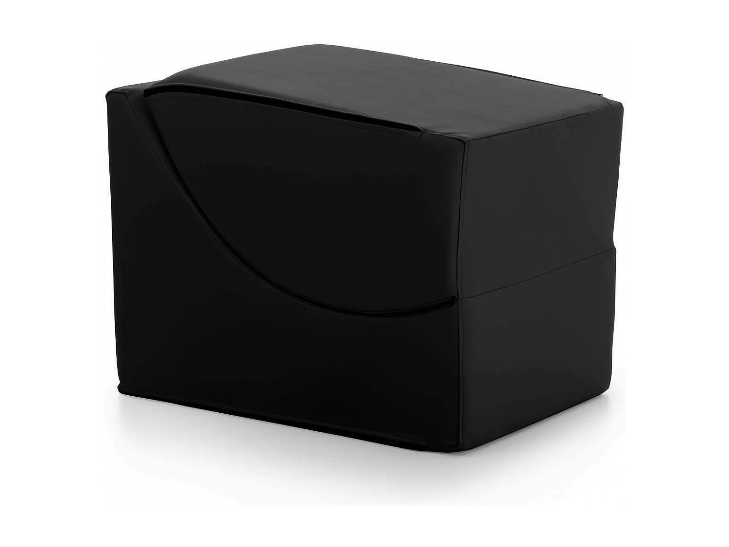 Lit pliant Dabaz, Pouf transformable en lit simple, Méridienne en éco-cuir, 100% Made in Italy, 130x50h50 cm, Noir