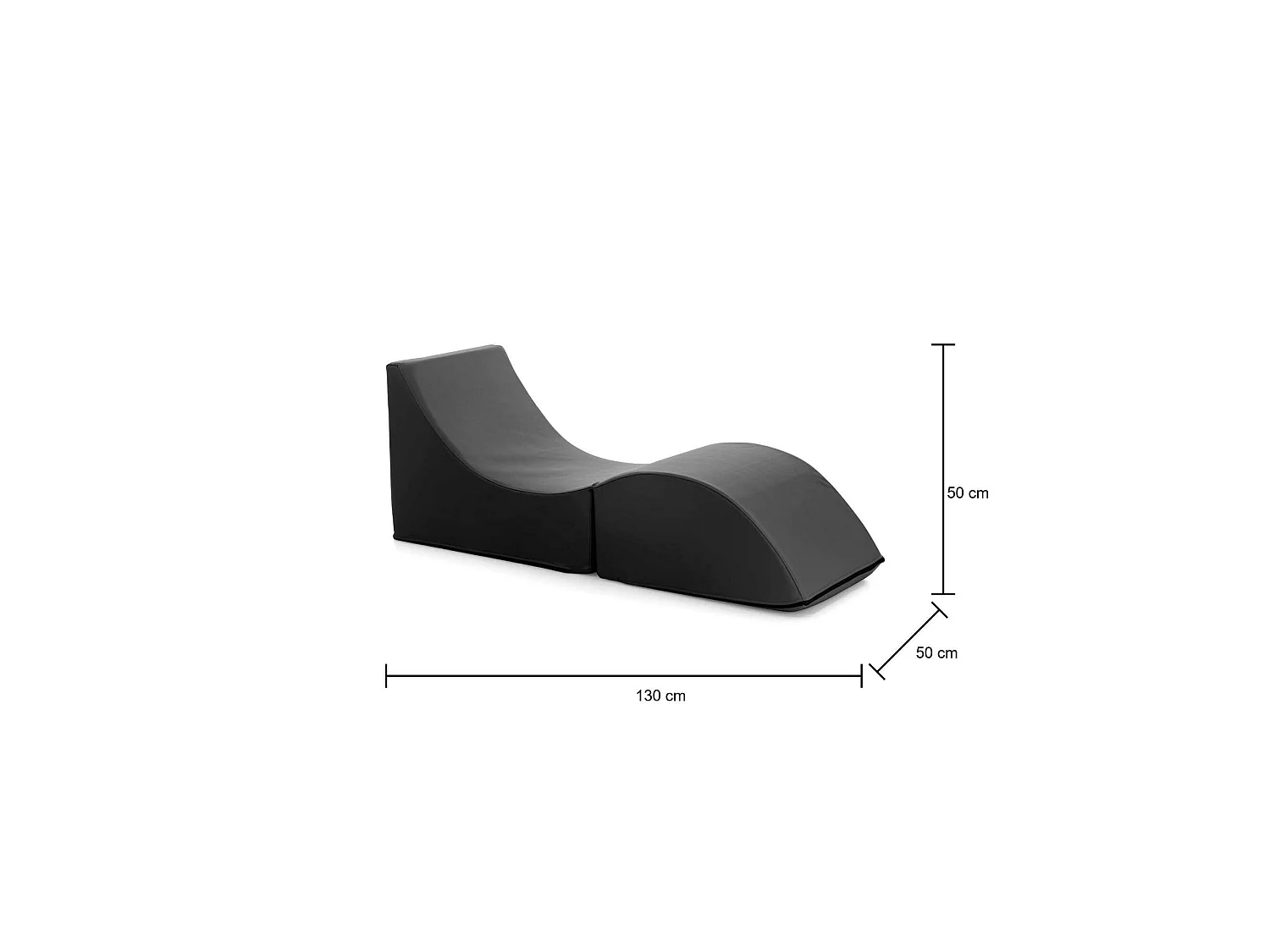 Dabaz opklapbed, Poef om te bouwen tot een eenpersoonsbed, 100% Made in Italy, Poef om te bouwen tot chaise longue in eco-leer, 130x50h50 cm, Zwart