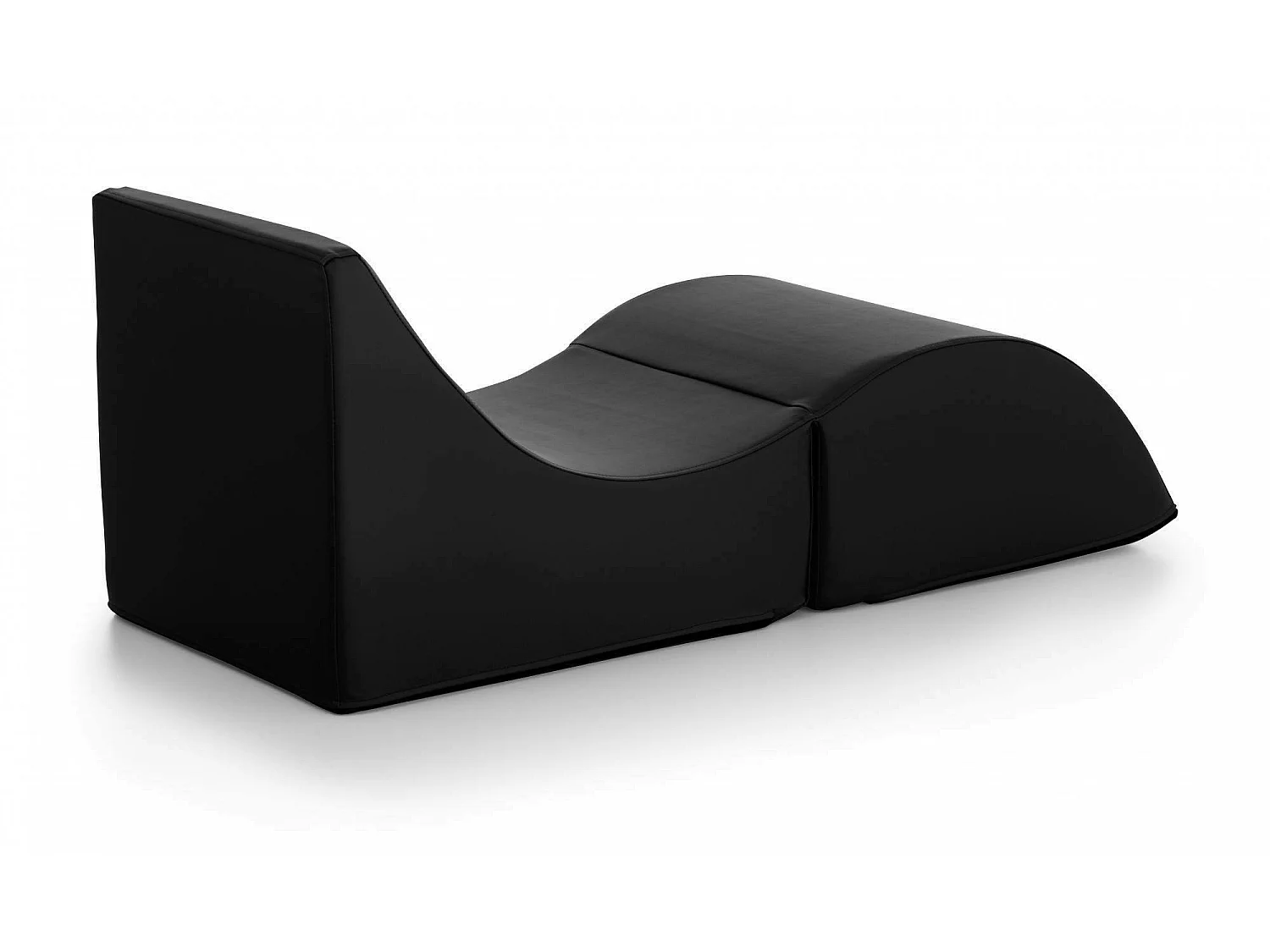 Dabaz opklapbed, Poef om te bouwen tot een eenpersoonsbed, 100% Made in Italy, Poef om te bouwen tot chaise longue in eco-leer, 130x50h50 cm, Zwart