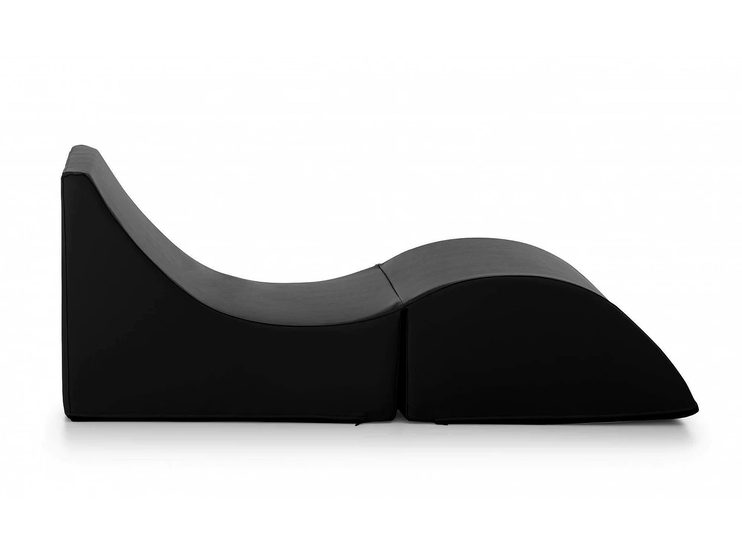 Dabaz opklapbed, Poef om te bouwen tot een eenpersoonsbed, 100% Made in Italy, Poef om te bouwen tot chaise longue in eco-leer, 130x50h50 cm, Zwart