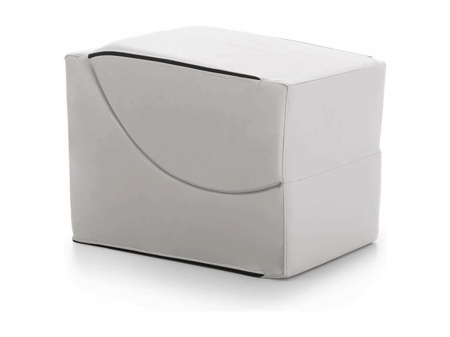 Lit pliant Dabaz, Pouf transformable en lit simple, Méridienne en éco-cuir, 100% Made in Italy, 130x50h50 cm, Blanc