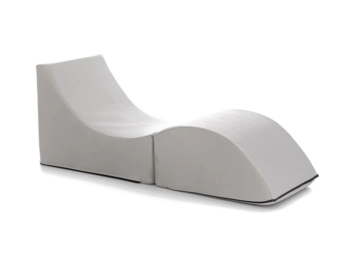 Dabaz opklapbed, Poef om te bouwen tot een eenpersoonsbed, 100% Made in Italy, Poef om te bouwen tot chaise longue in eco-leer, 130x50h50 cm, Wit