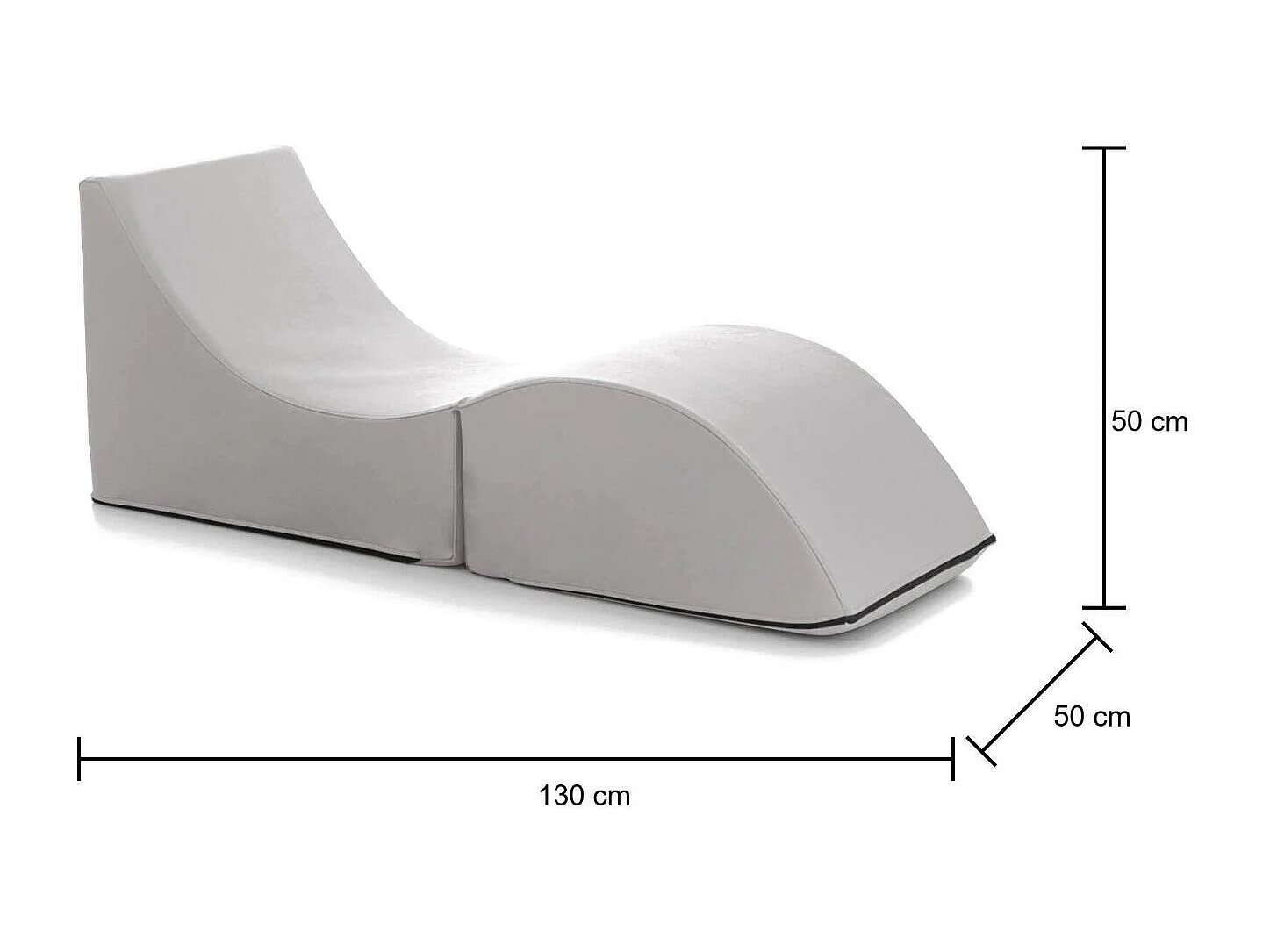 Cama plegable Dabaz, Puf convertible en cama individual, 100% Made in Italy, Puf convertible en chaise longue en ecopiel, Cm 130x50h50, Blanco