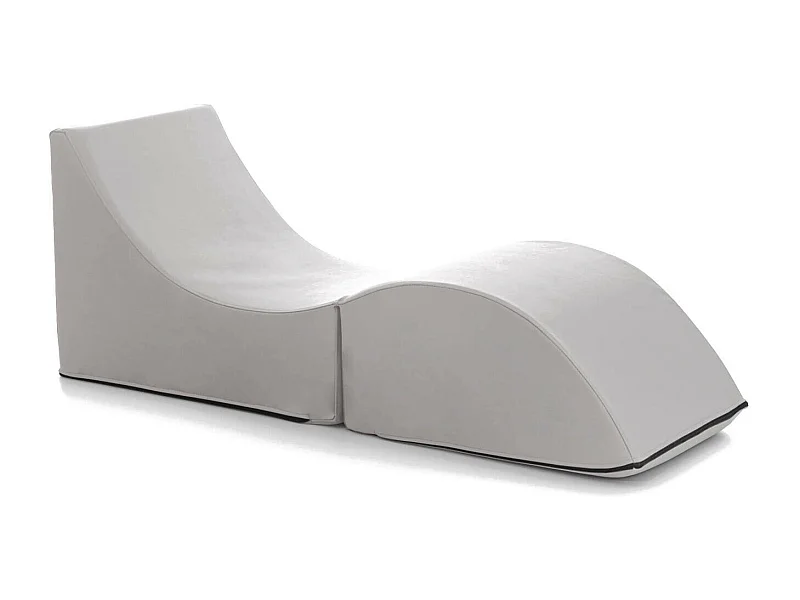 Klappbett Dabaz, Puff umwandelbar in Einzelbett, 100% Made in Italy, Puff, umwandelbar in eine Chaiselongue aus Kunstleder, Cm 130x50h50, Weiß