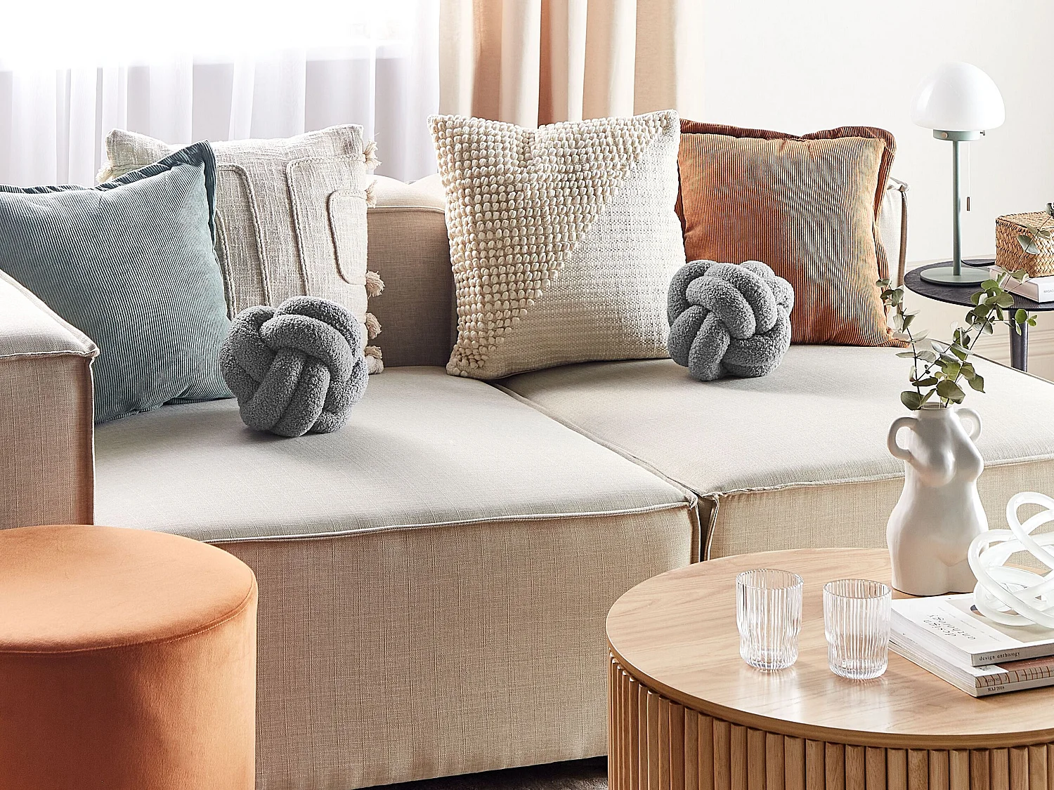 Lot de 2 coussins décoratifs MALNI Bouclé 19 x 19 cm Gris Unicolore