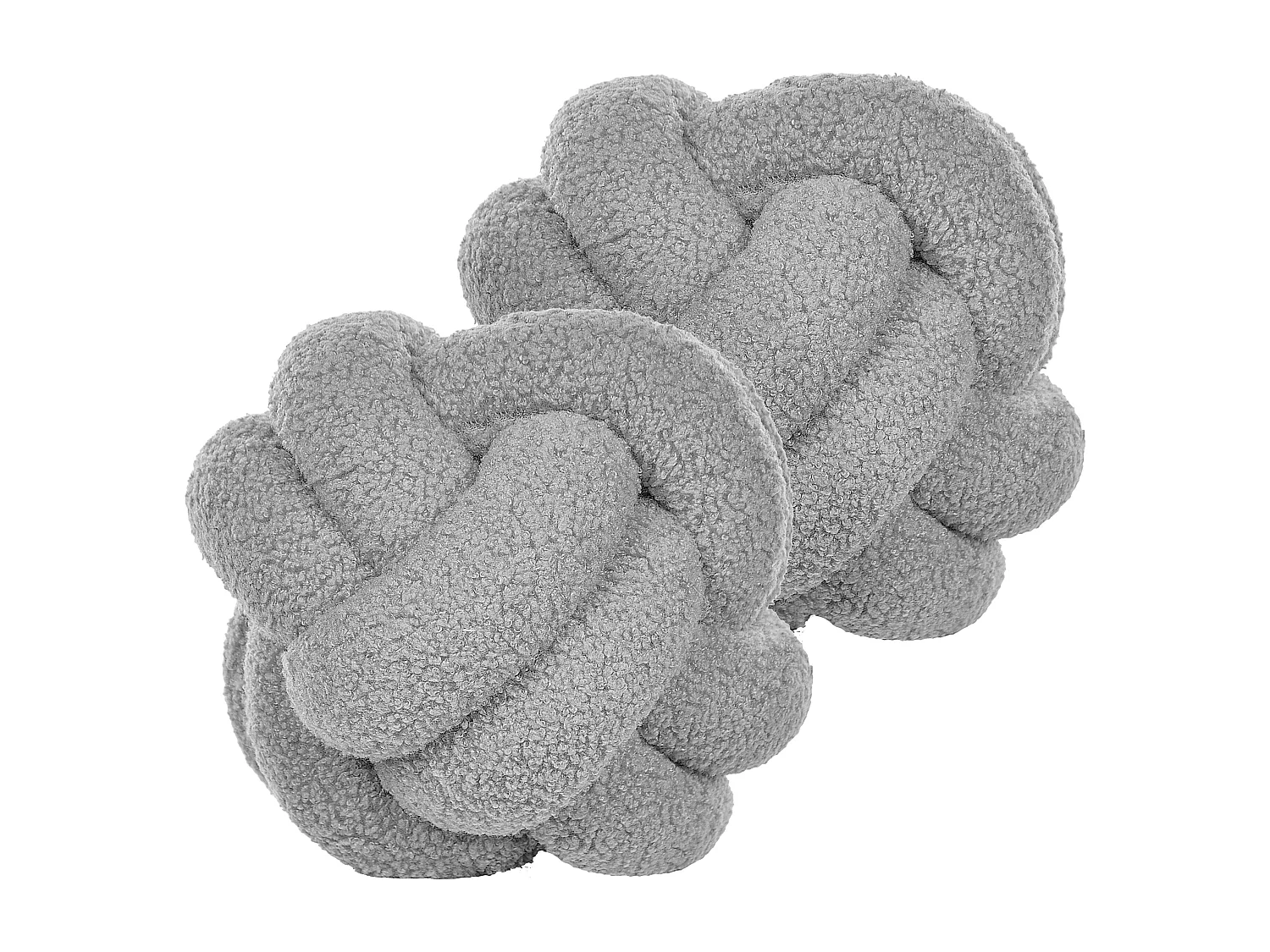 Set aus 2 modernen Boucle Deko Knoten Kissen Grau 19 x 19 cm Malni