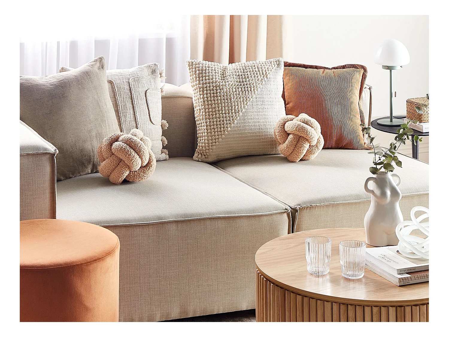 Poduszka dekoracyjna MALNI Boucle 19 x 19 cm Piaskowy Jednolity