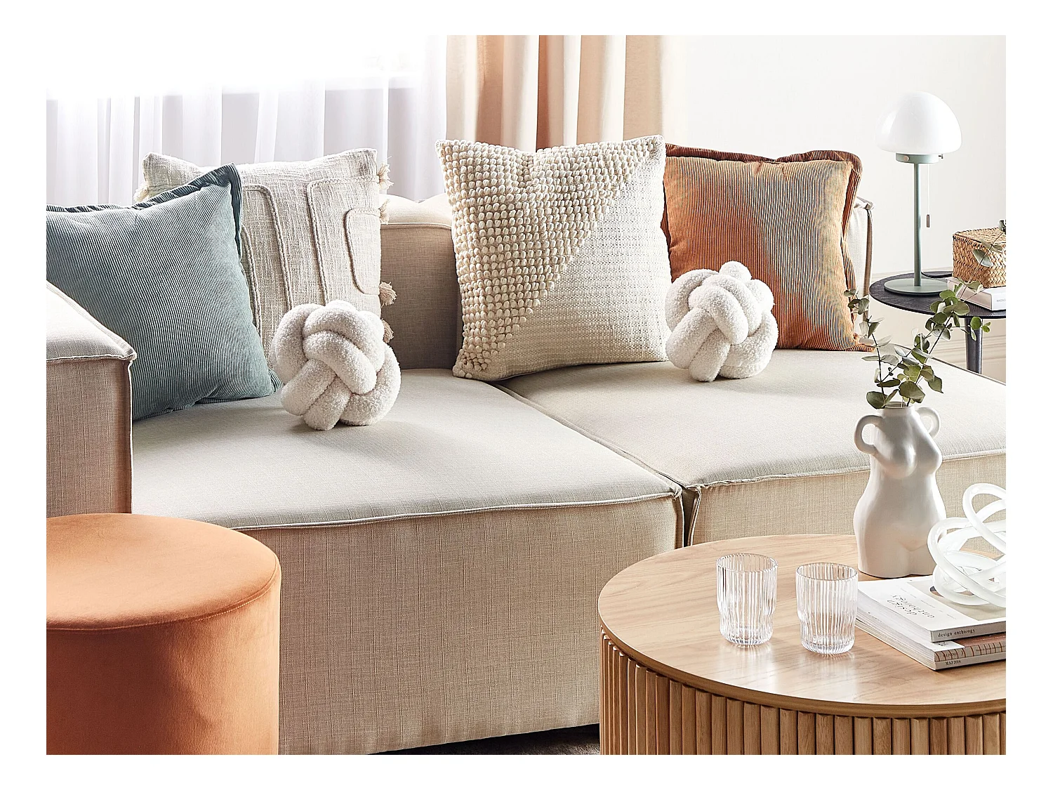 Almofada decorativa MALNI Bouclé 19 x 19 cm Branco creme Sólido