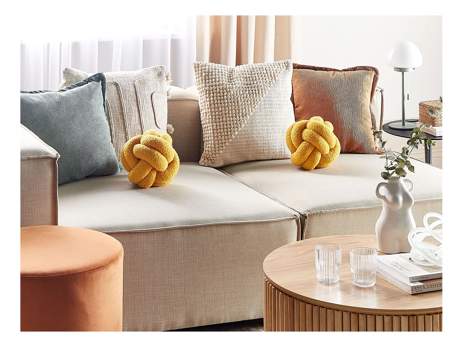 Cojín decorativo MALNI Bouclé 19 x 19 cm Mostaza Liso