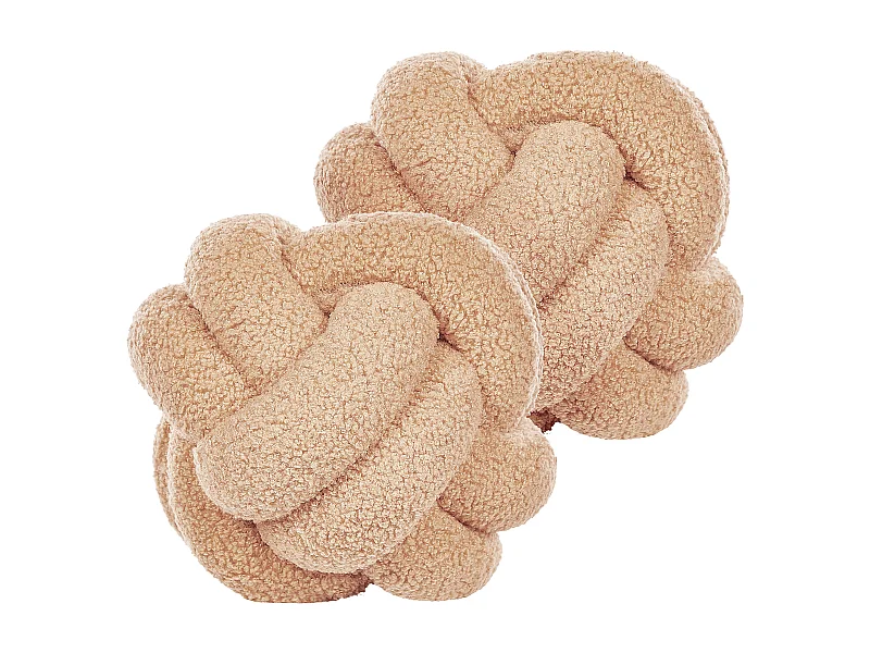 Lot de 2 coussins décoratifs MALNI Bouclé 19 x 19 cm Beige sable Unicolore