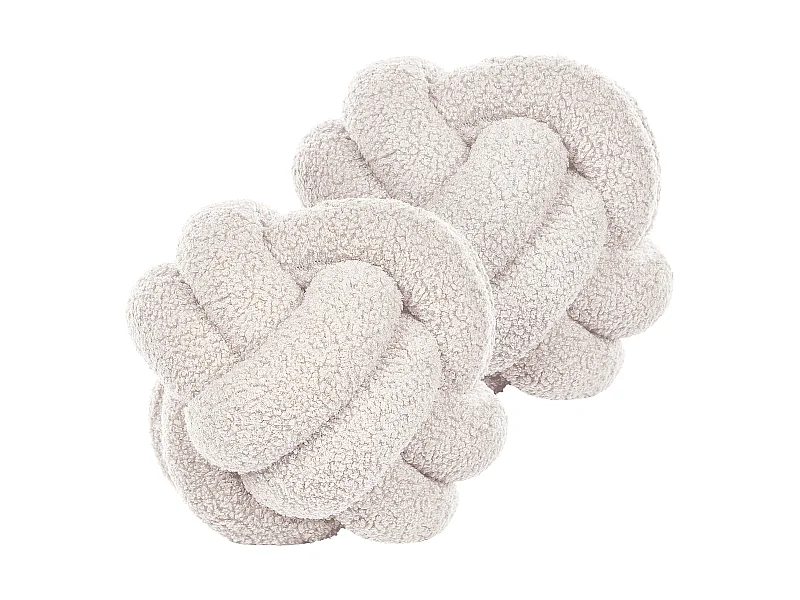 Lot de 2 coussins décoratifs MALNI Bouclé 19 x 19 cm Blanc cassé Unicolore