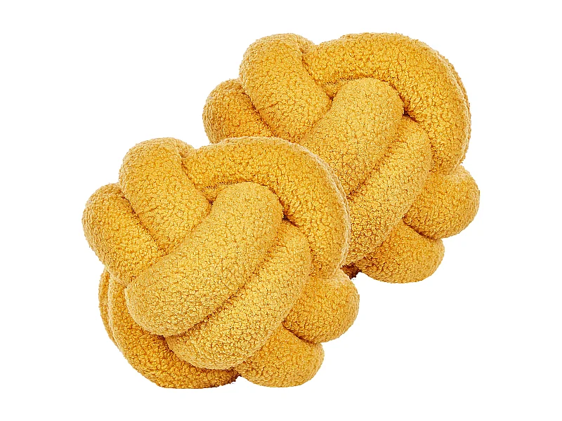 Set van 2 decoratieve kussens MALNI Bouclé 19 x 19 cm Mosterdgeel Effen