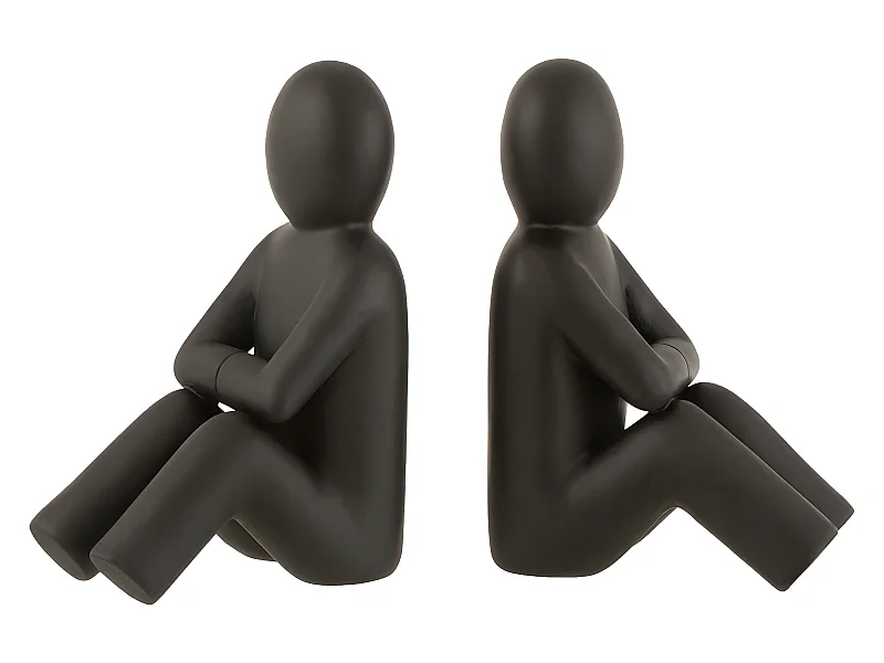 Lot de 2 Serre-Livres Déco "P'tit Maurice" 32cm Noir