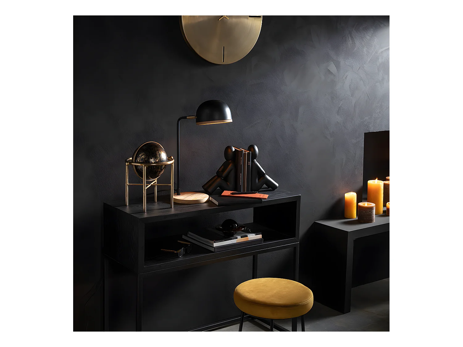 Lot de 2 Serre-Livres Déco "P'tit Maurice" 32cm Noir