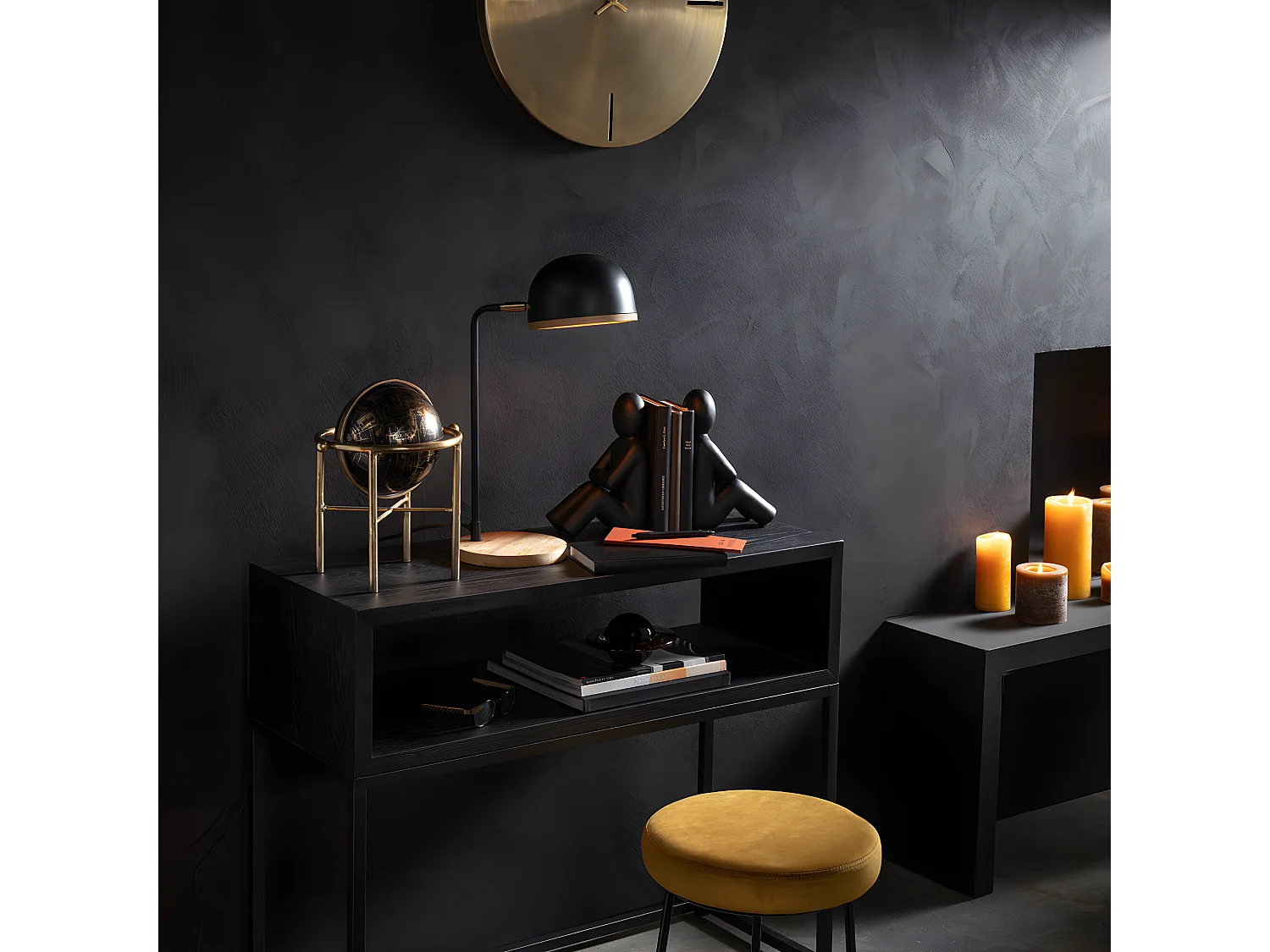 Lot de 2 Serre-Livres Déco "P'tit Maurice" 32cm Noir