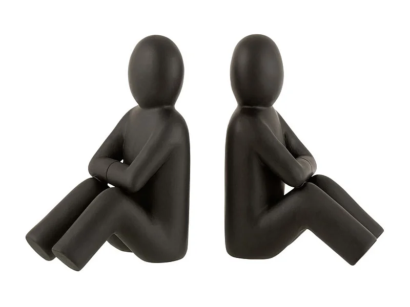 Lot de 2 Serre-Livres Déco "P'tit Maurice" 32cm Noir