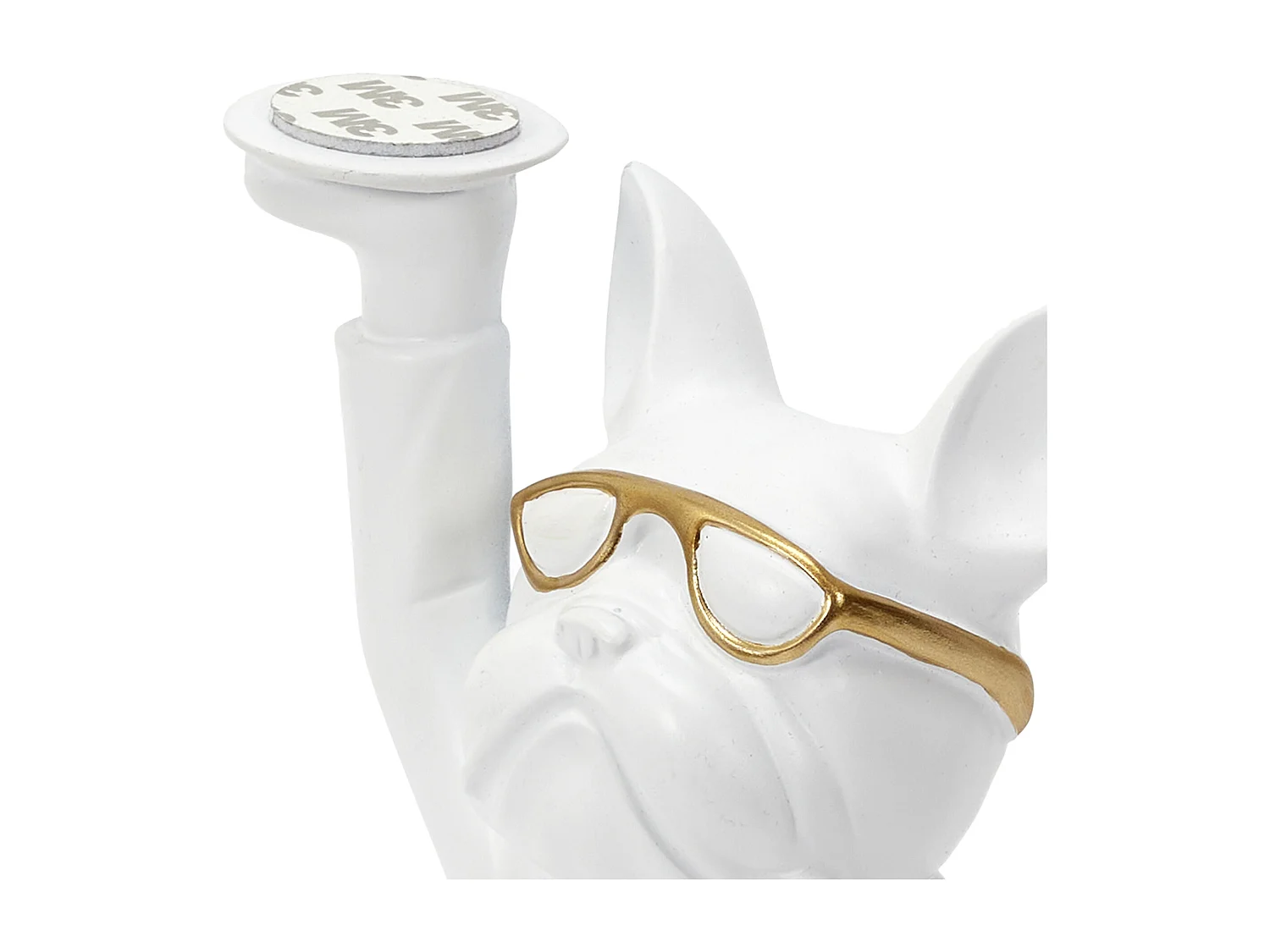 Statue Bulldog  Vide Poche  23cm Blanc, Or