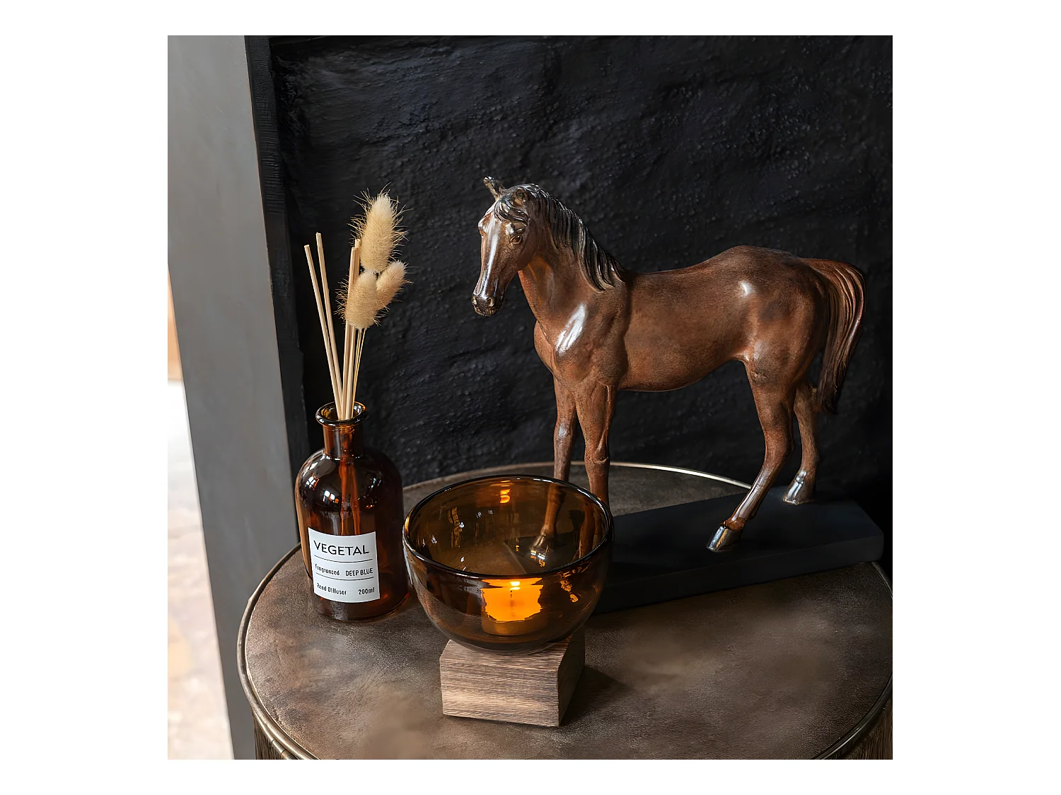 Statuette Déco "Cheval" 28cm Marron