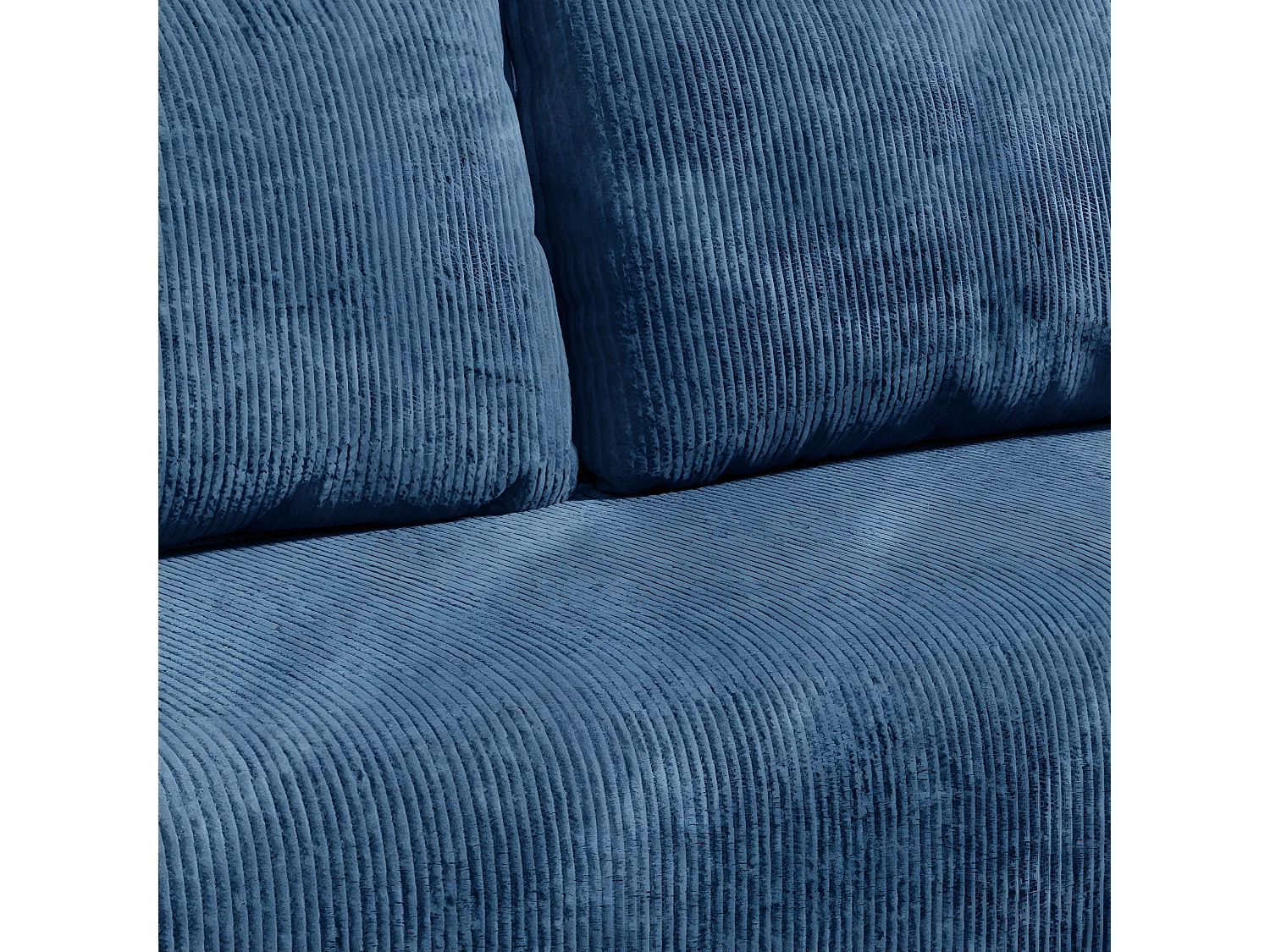 Canapé d'angle convertible 3 places avec coffre en velours bleu