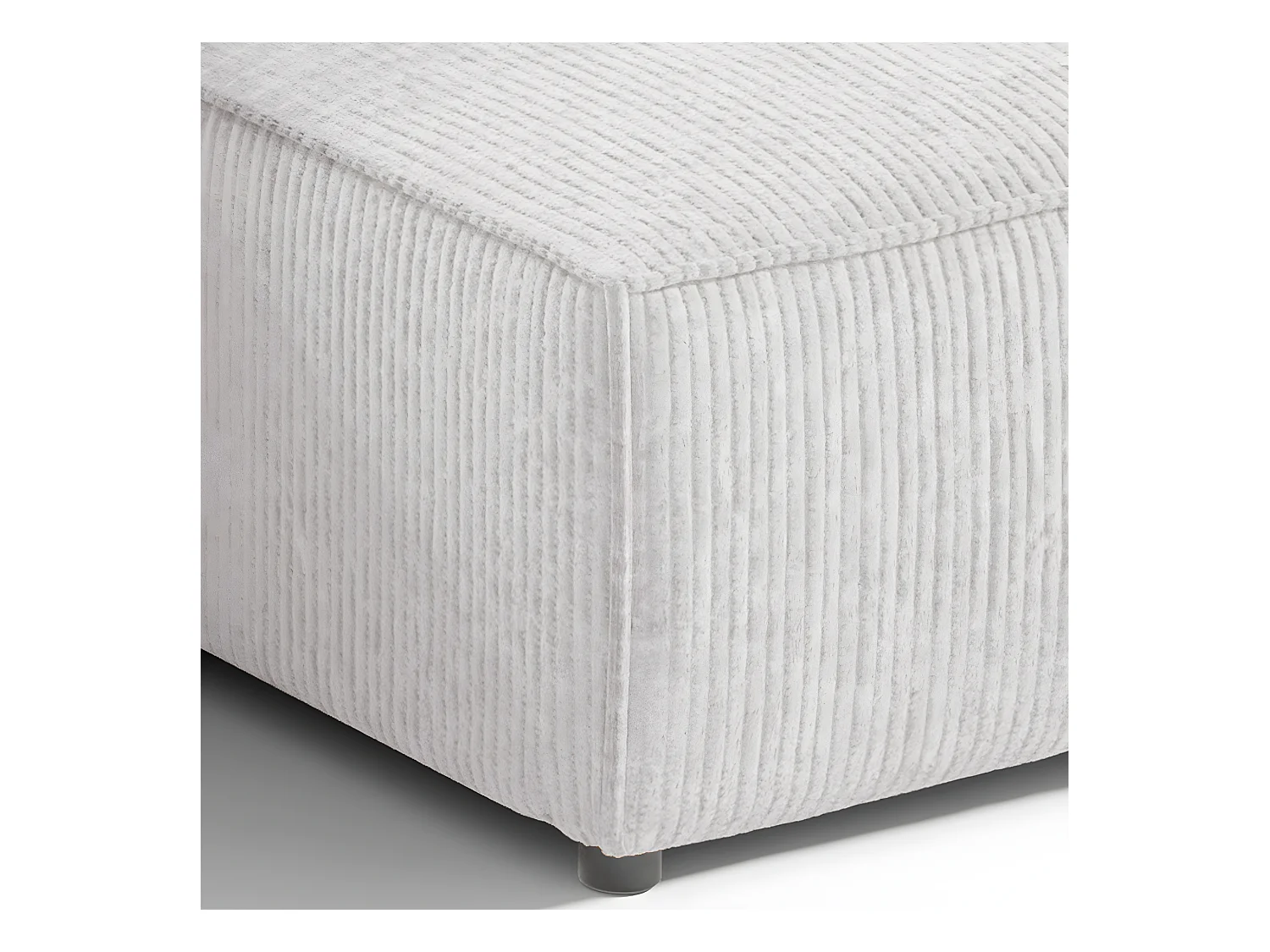 Canapé d'angle réversible et convertible 3 places avec coffre Isaac Mini velours côtelé Blanc cassé