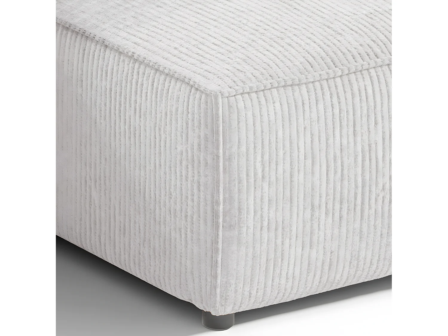 Canapé d'angle réversible et convertible 3 places avec coffre Isaac Mini velours côtelé Blanc cassé