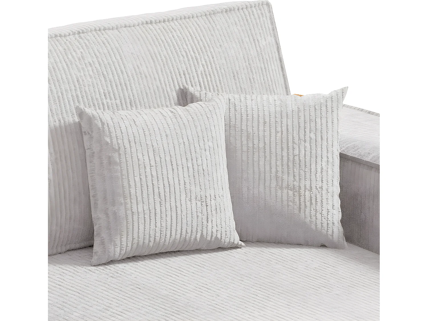 Canapé d'angle réversible et convertible 3 places avec coffre Isaac Mini velours côtelé Blanc cassé