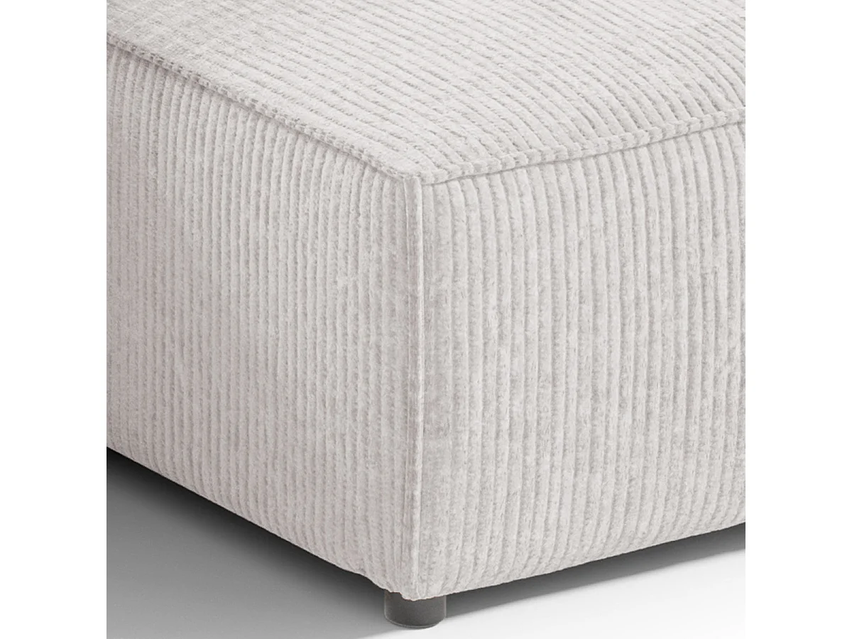 Canapé d'angle réversible et convertible 3 places avec coffre Isaac Mini velours côtelé Blanc cassé