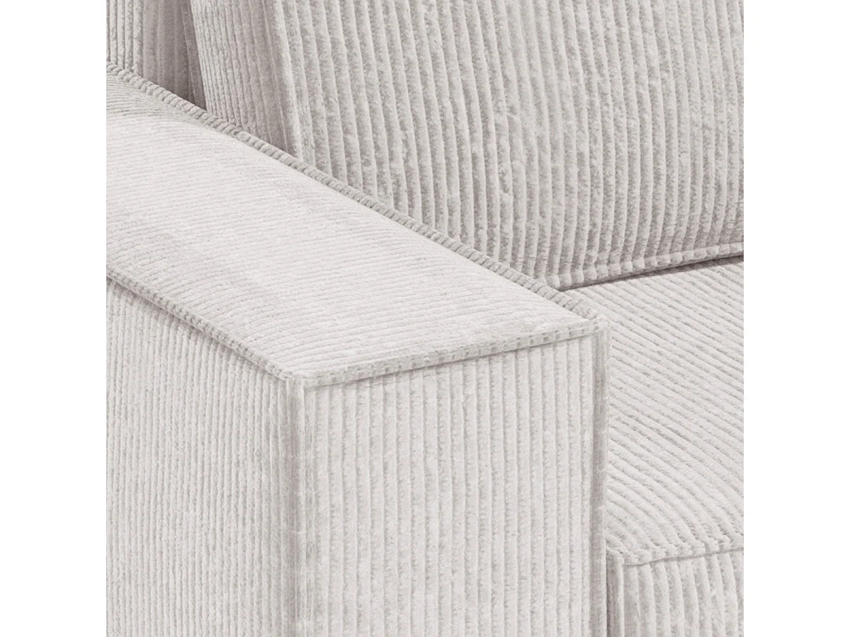 Canapé d'angle convertible 3 places en velours blanc casse ISAAC