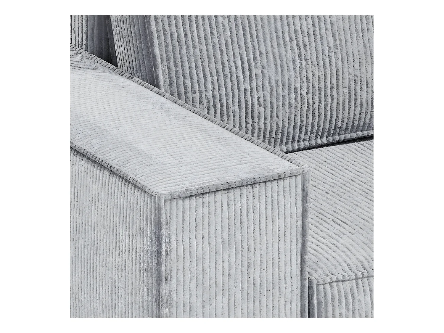 Canapé d'angle réversible et convertible 3 places avec coffre Isaac Mini velours côtelé Gris clair