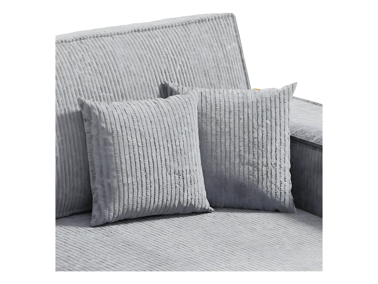 Canapé d'angle réversible et convertible 3 places avec coffre Isaac Mini velours côtelé Gris clair