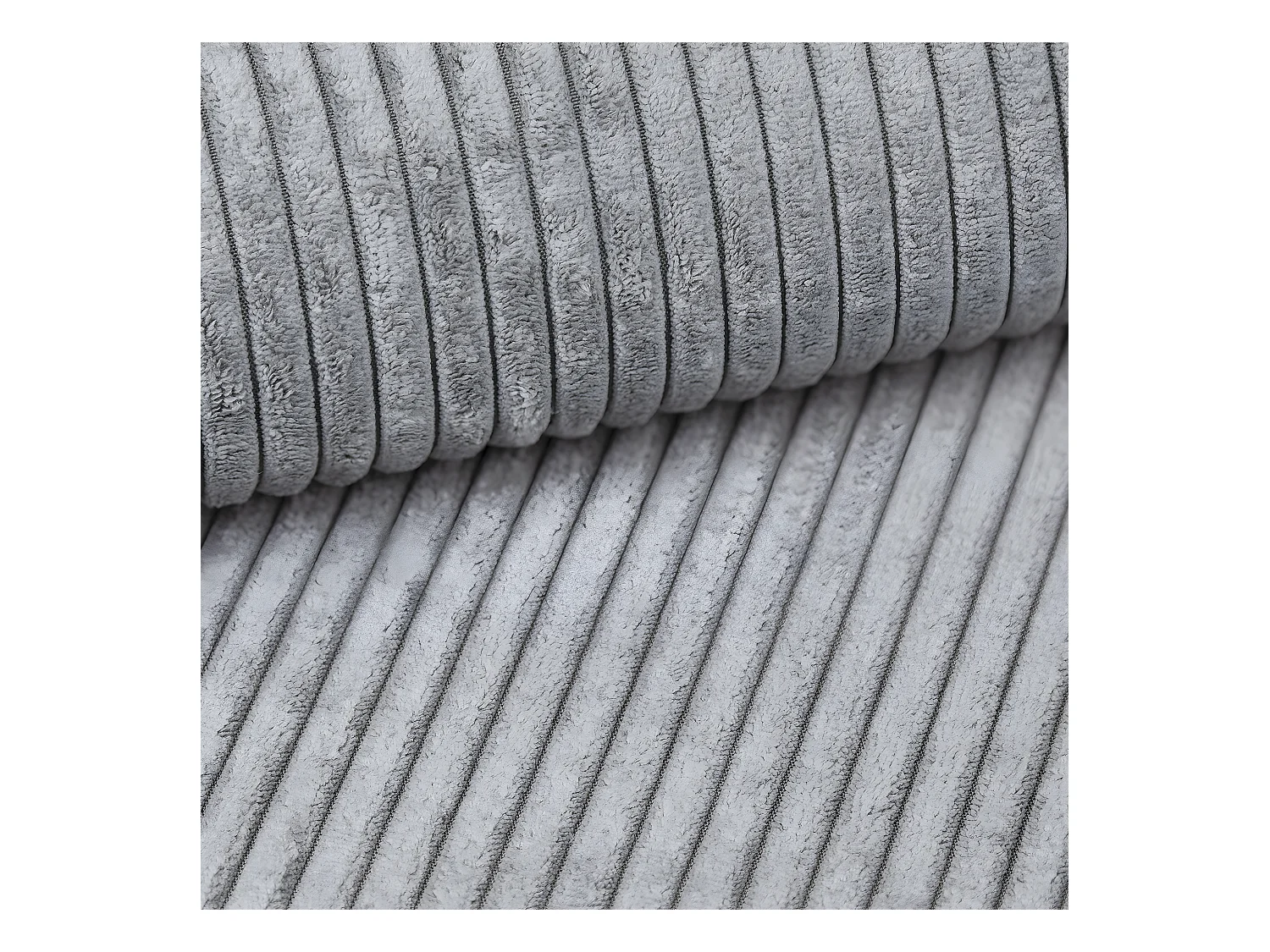 Canapé d'angle réversible et convertible 3 places avec coffre Isaac Mini velours côtelé Gris clair