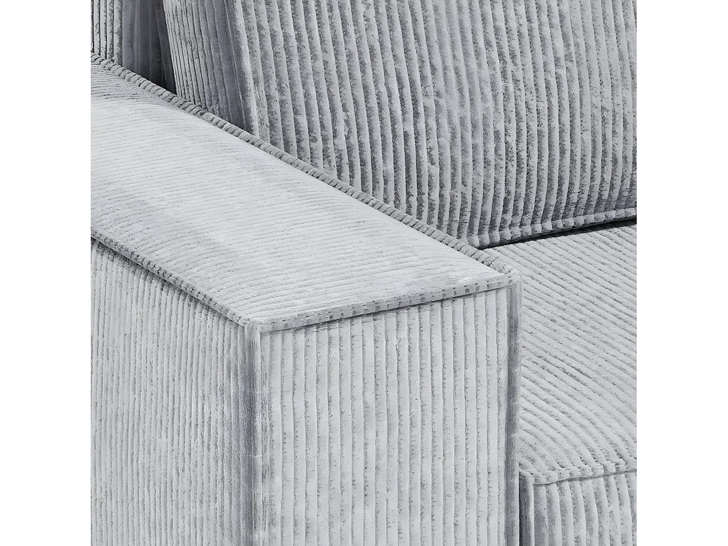 Canapé d'angle réversible et convertible 3 places avec coffre Isaac Mini velours côtelé Gris clair