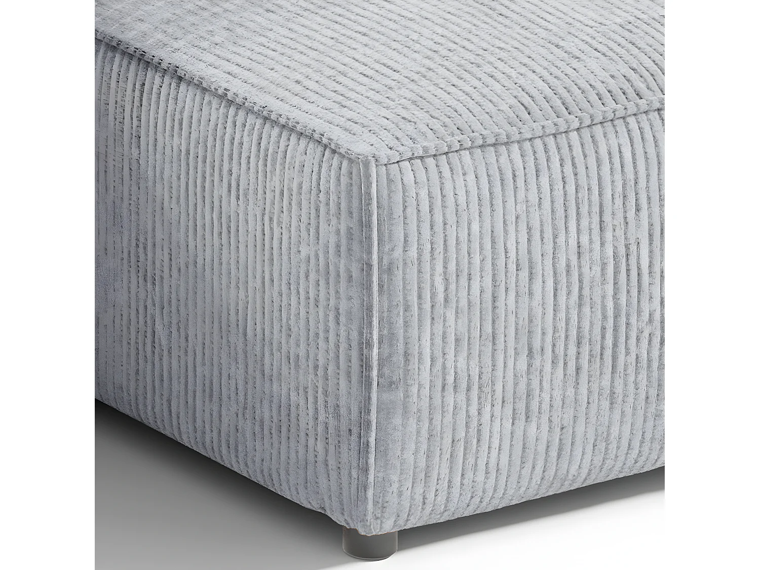 Canapé d'angle réversible et convertible 3 places avec coffre Isaac Mini velours côtelé Gris clair