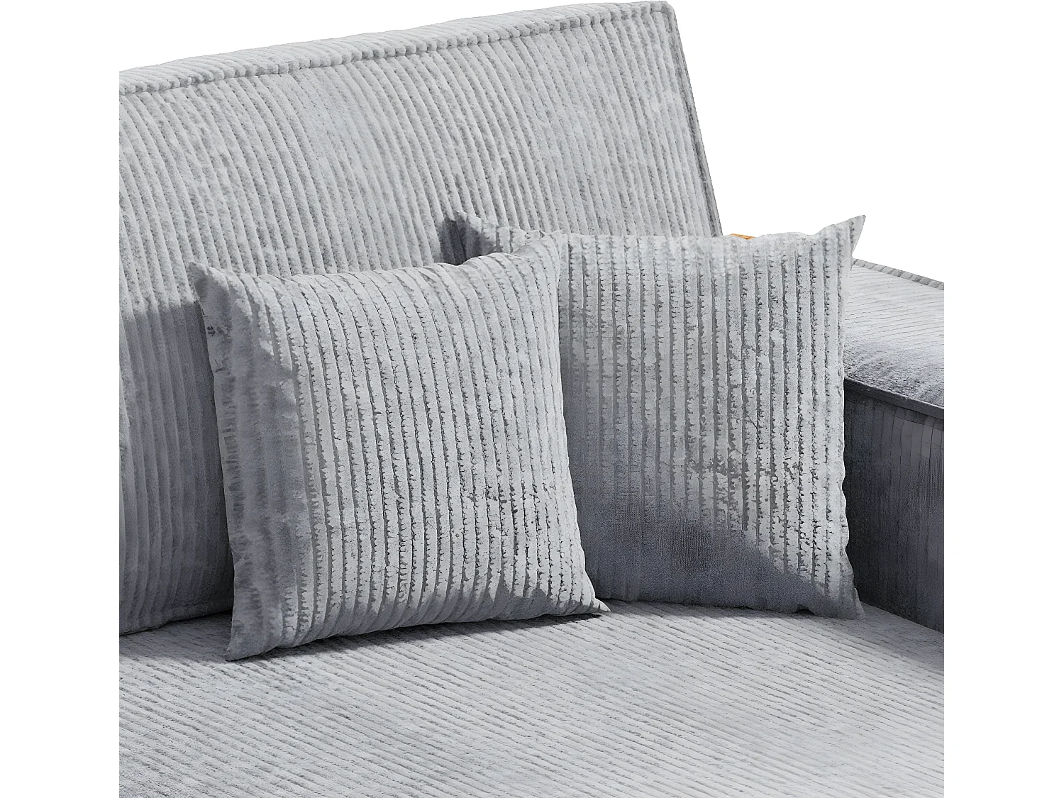 Canapé d'angle réversible et convertible 3 places avec coffre Isaac Mini velours côtelé Gris clair