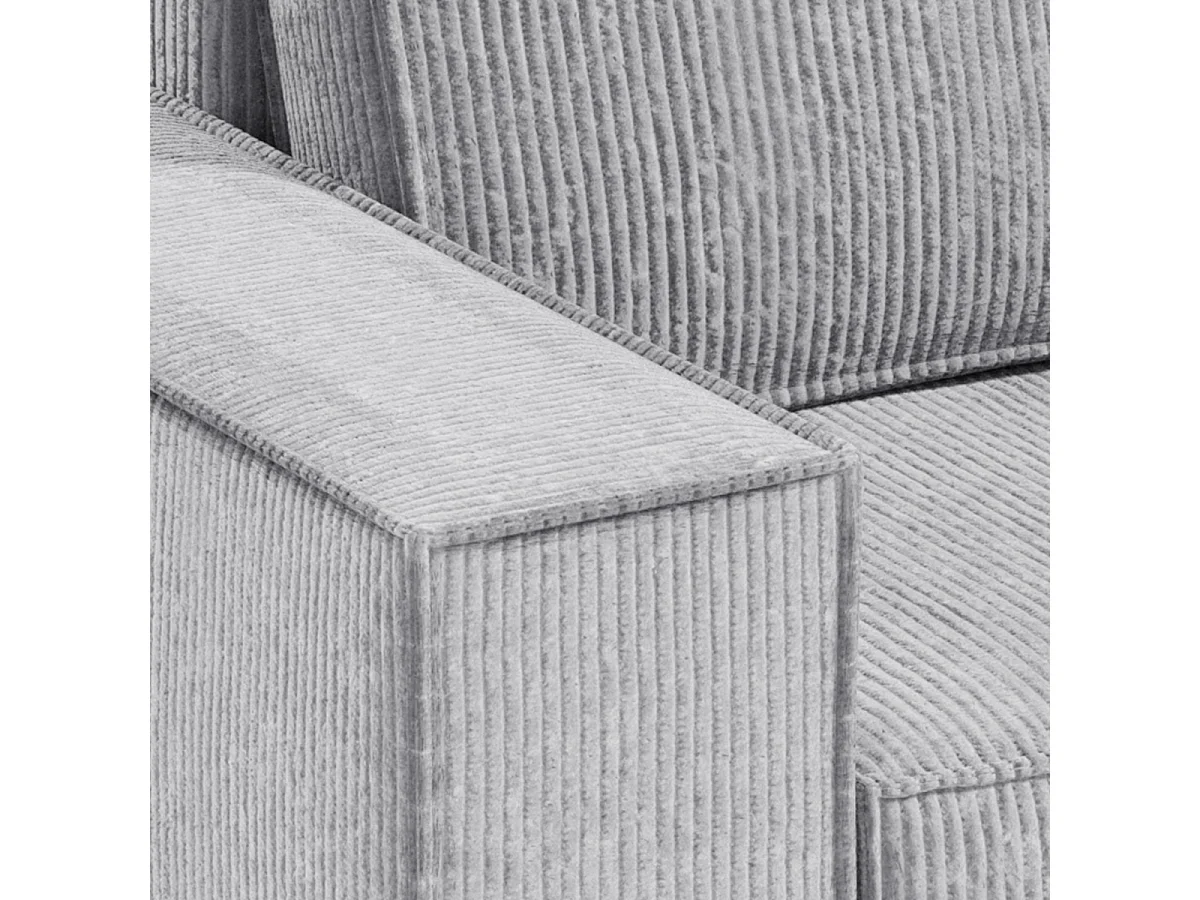 Canapé d'angle réversible et convertible 3 places avec coffre Isaac Mini velours côtelé Gris clair