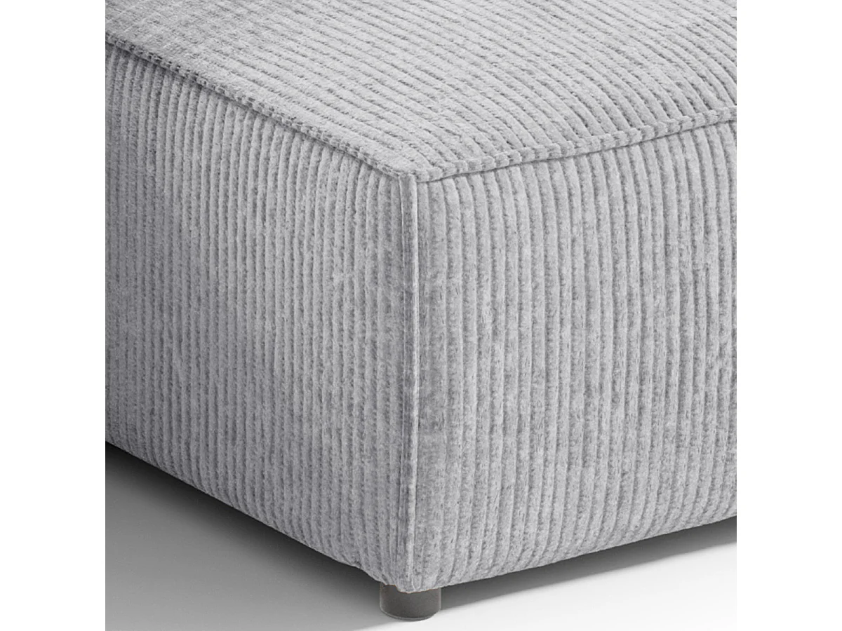 Canapé d'angle réversible et convertible 3 places avec coffre Isaac Mini velours côtelé Gris clair