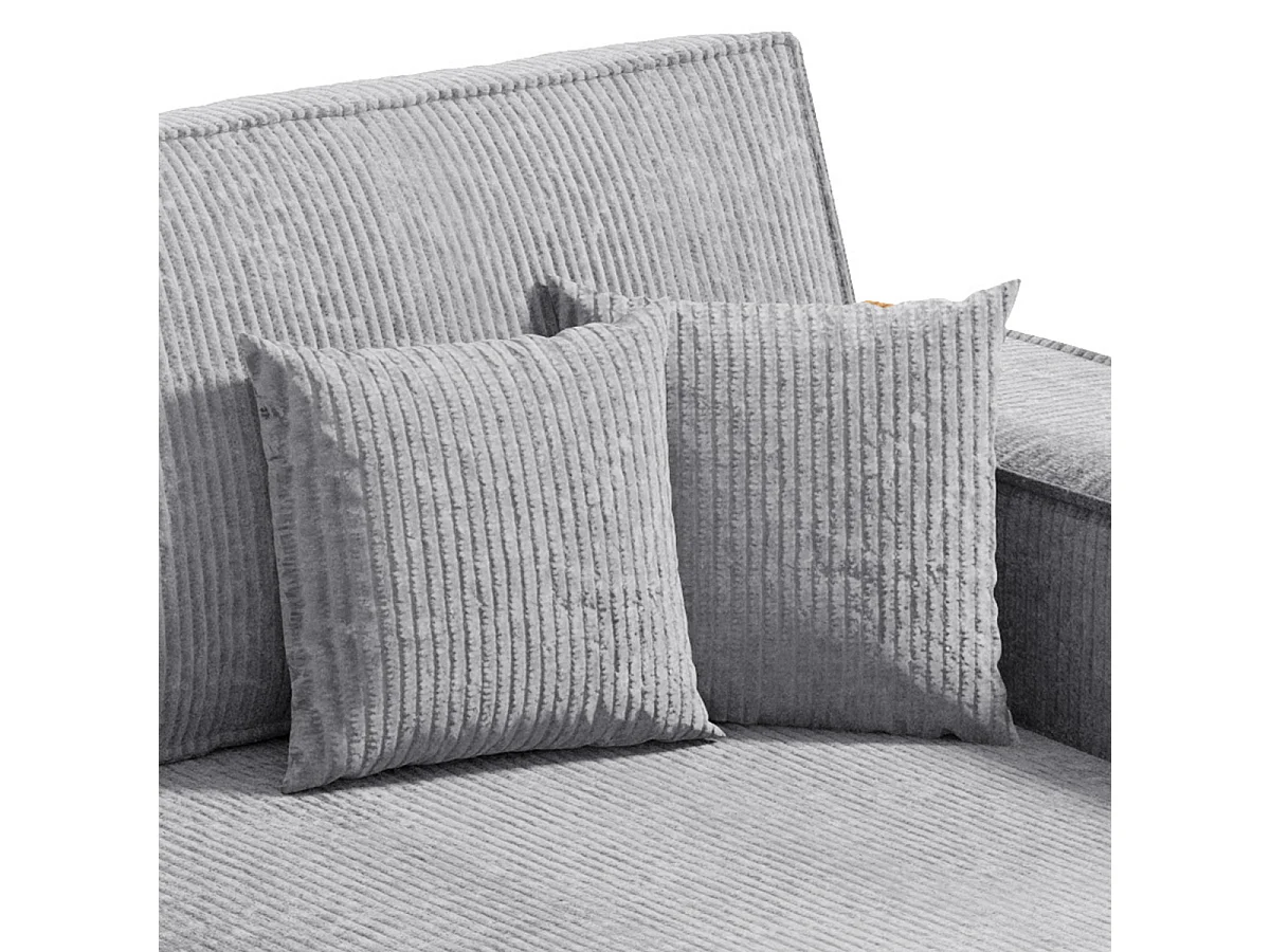 Canapé d'angle réversible et convertible 3 places avec coffre Isaac Mini velours côtelé Gris clair