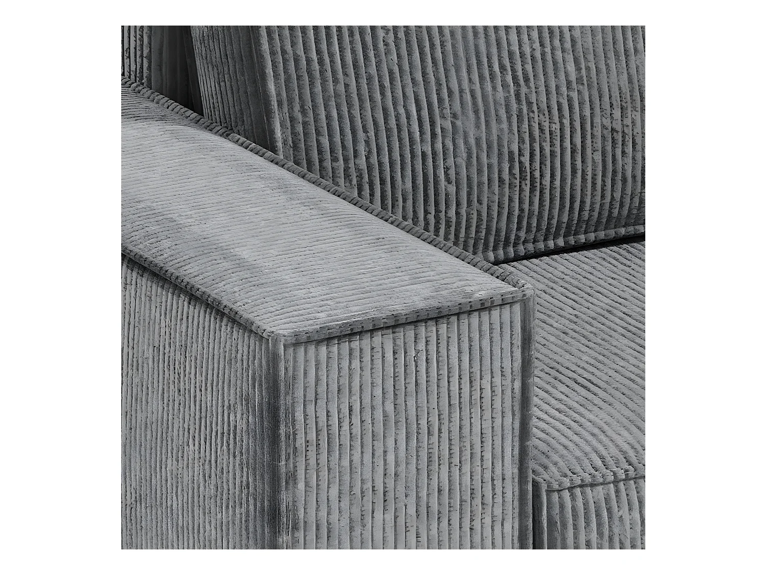 Canapé d'angle réversible et convertible 3 places avec coffre Isaac Mini velours côtelé Gris