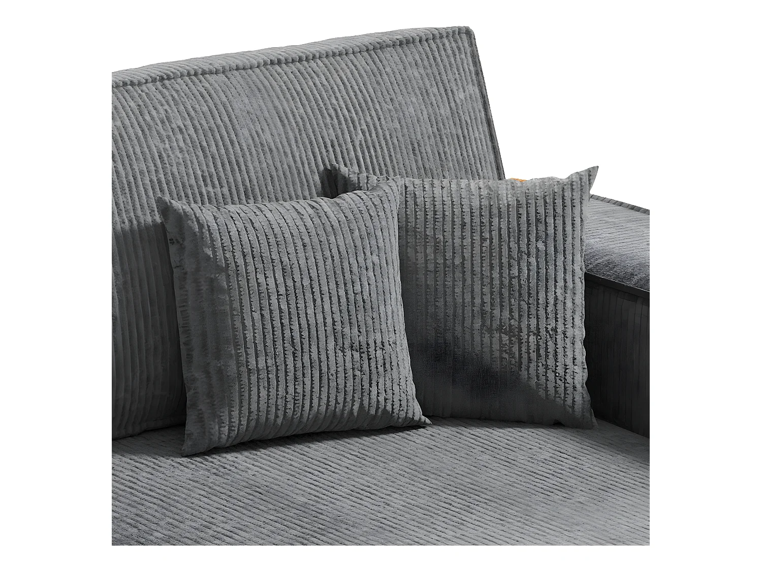 Canapé d'angle réversible et convertible 3 places avec coffre Isaac Mini velours côtelé Gris