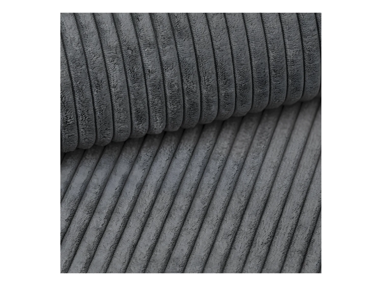 Canapé d'angle réversible et convertible 3 places avec coffre Isaac Mini velours côtelé Gris