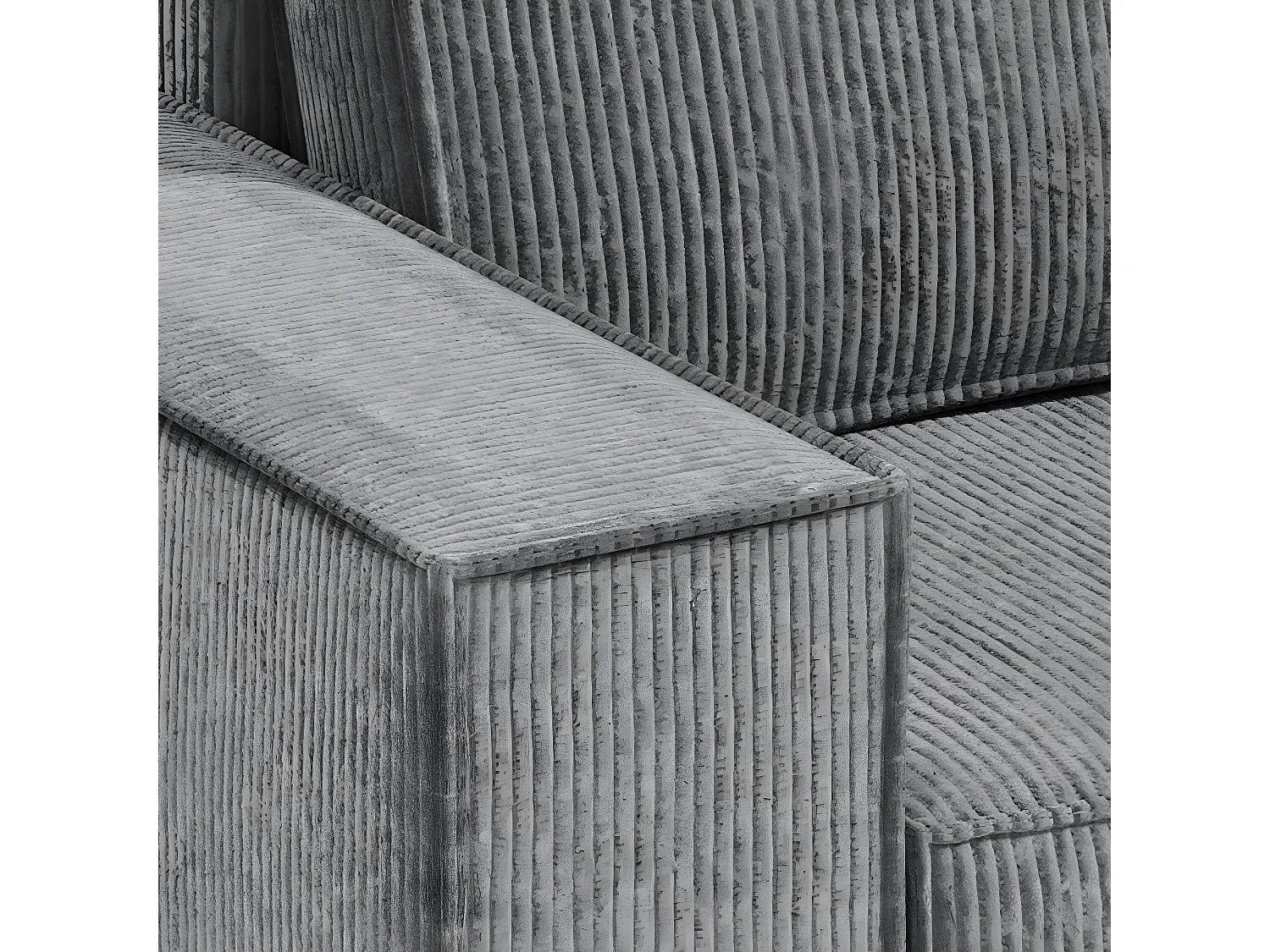 Canapé d'angle réversible et convertible 3 places avec coffre Isaac Mini velours côtelé Gris