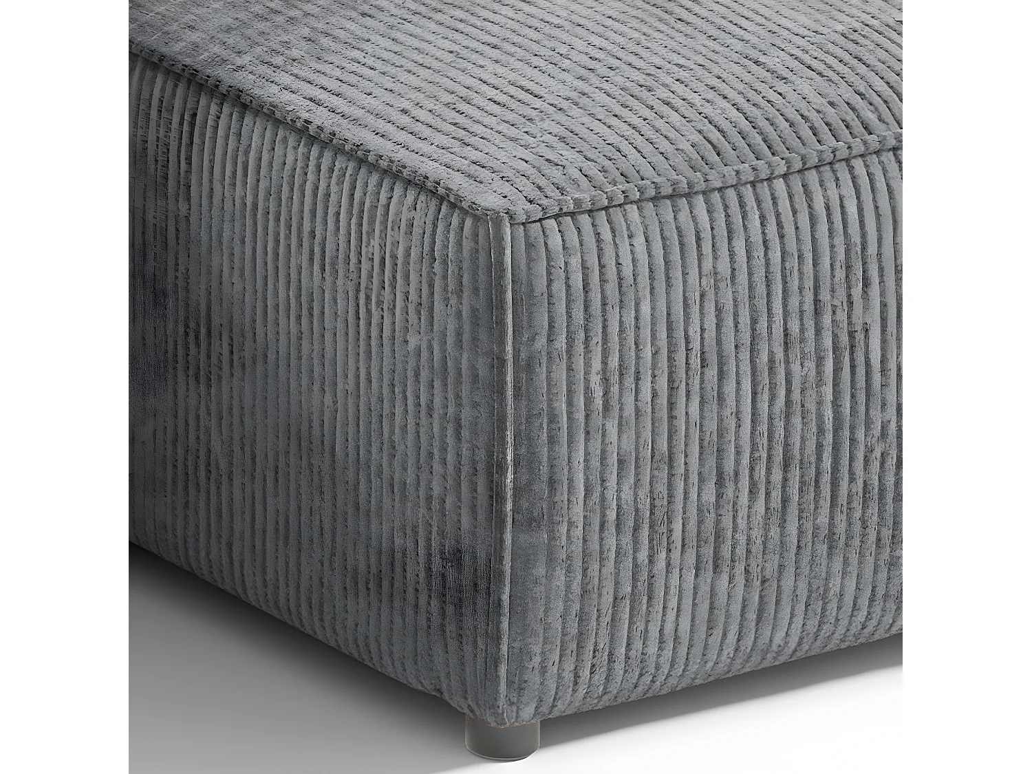 Canapé d'angle réversible et convertible 3 places avec coffre Isaac Mini velours côtelé Gris