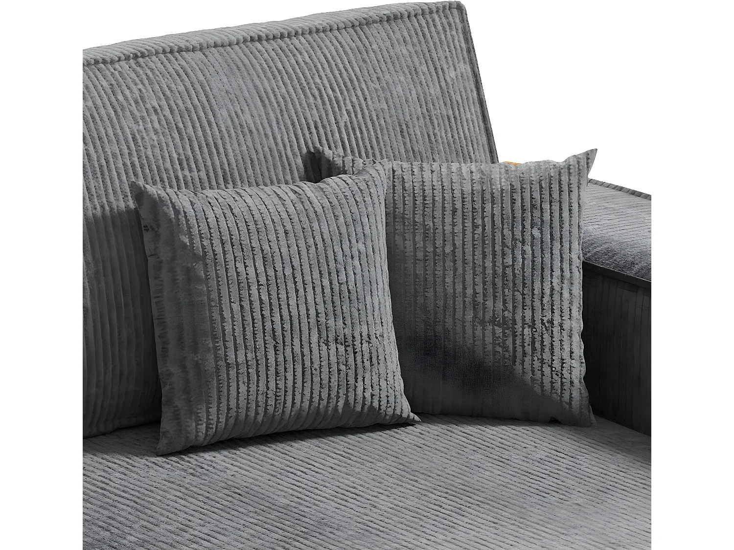 Canapé d'angle réversible et convertible 3 places avec coffre Isaac Mini velours côtelé Gris