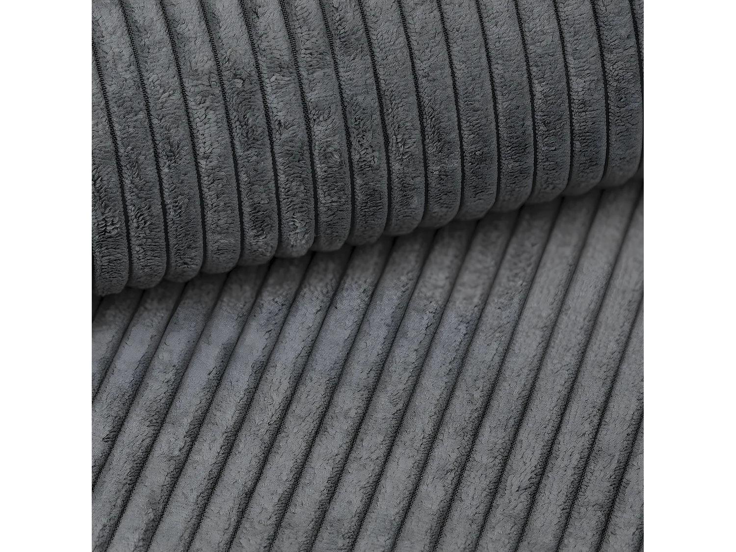 Canapé d'angle réversible et convertible 3 places avec coffre Isaac Mini velours côtelé Gris