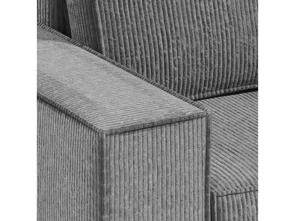 Canapé d'angle réversible et convertible 3 places avec coffre Isaac Mini velours côtelé Gris