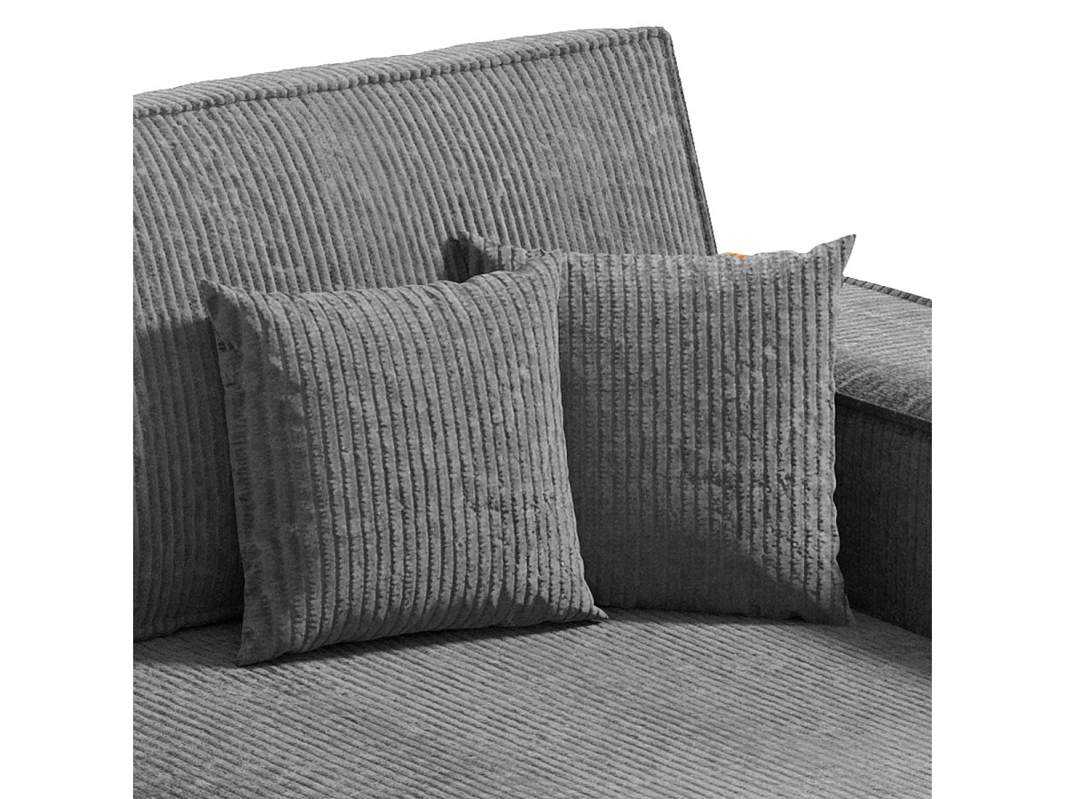 Canapé d'angle convertible 3 places avec coffre en velours gris
