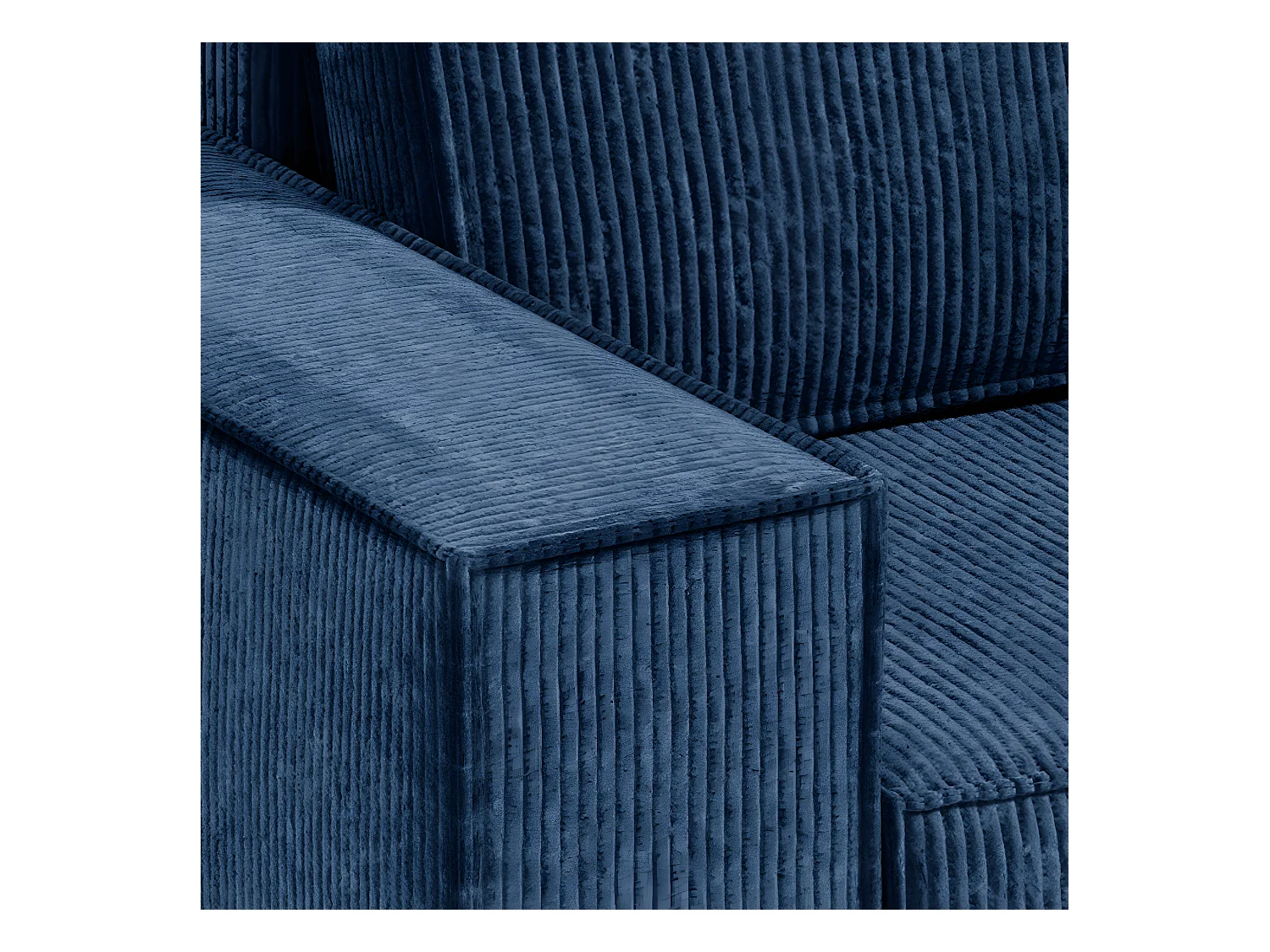 Canapé d'angle réversible et convertible 3 places avec coffre Isaac Mini velours côtelé Bleu