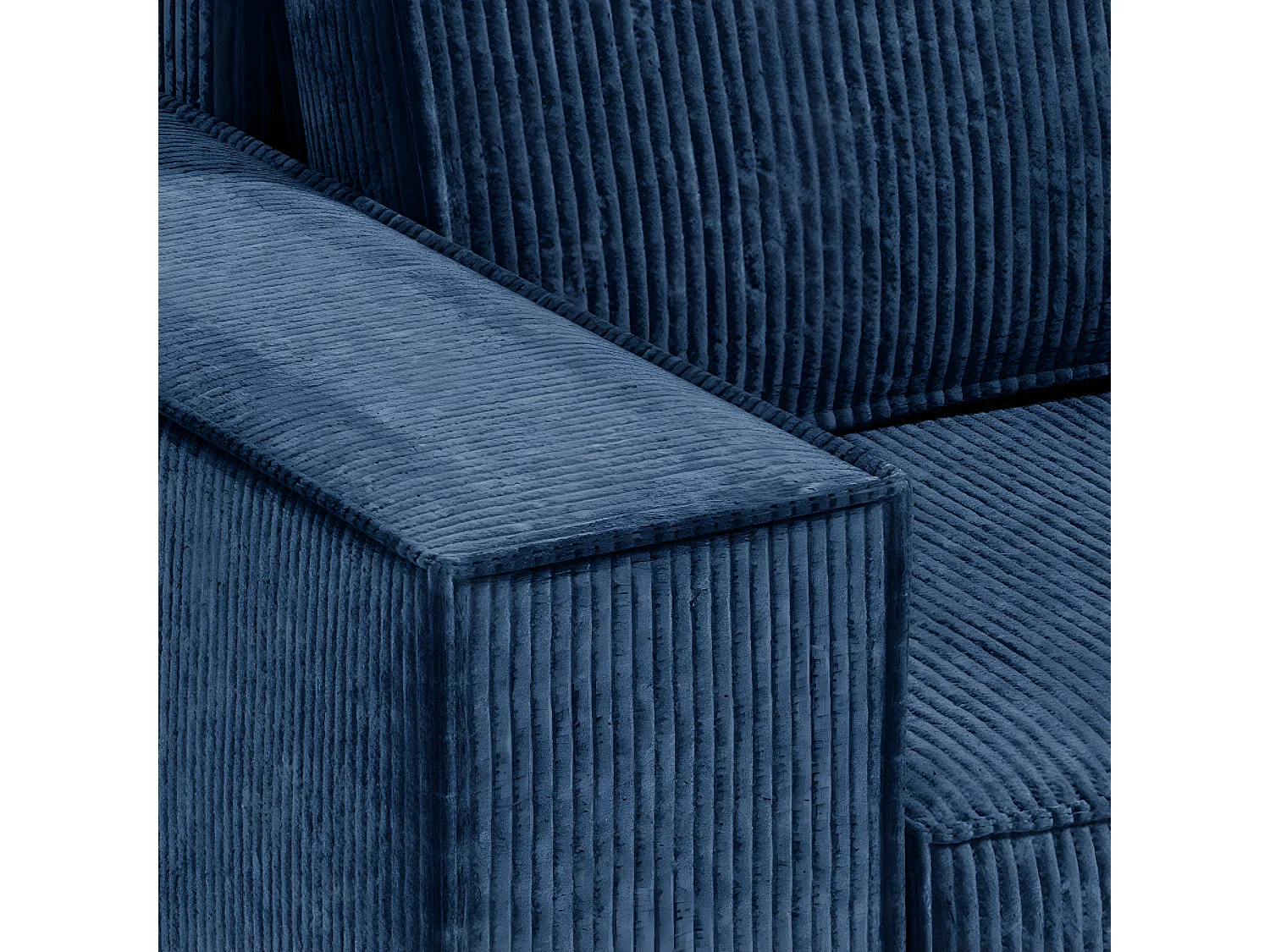 Canapé d'angle réversible et convertible 3 places avec coffre Isaac Mini velours côtelé Bleu